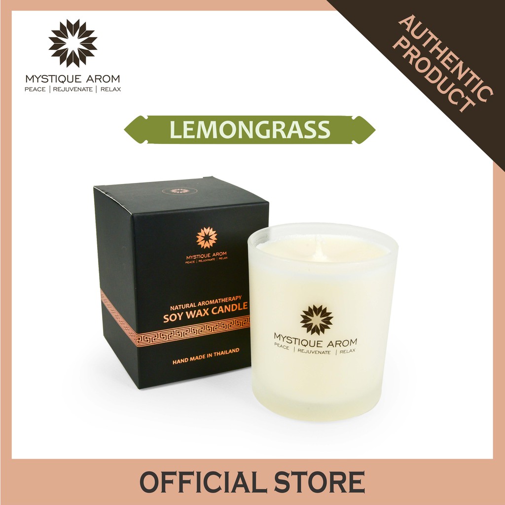 MYSTIQUE AROM มิสทิค อารมณ์ เทียนหอมซอยแว็กซ์ธรรมชาติ Natural Aromatherapy Soy Wax Candle - เลมอนกรา