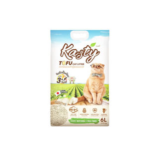 KASTY TOFU LITTER ทรายแมวเต้าหู้ สูตร ORIGINAL ไร้ฝุ่น จับตัวเป็นก้อน 6L 1ถุง