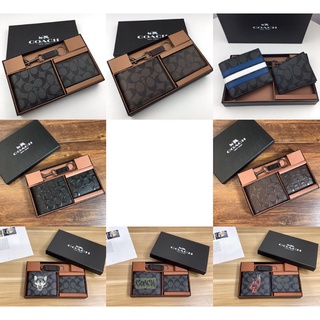 ข้อเสนอพิเศษ Coach 74993 26072 75371 31522 37333 11945 6821 Coach Compact ID Wallet Signature Mens Short Dompet Lelaki