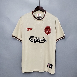 เสื้อกีฬาแขนสั้น ลายทีมชาติฟุตบอล LIV 96-97 LFC Away ชุดเยือน สไตล์เรโทร