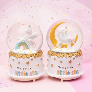 ☃✟Creative Dream Girl Heart Moon Unicorn Lover Crystal Ball Home Decoration Musical Toys Valentine s Day Gift Music Box