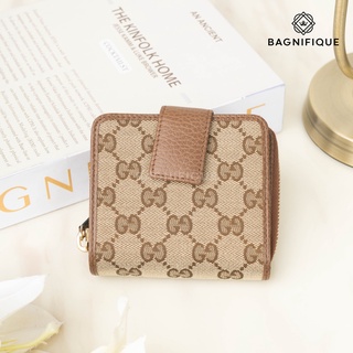 GUCCI SHORT WALLET G G LOGO FABRIC BROWN