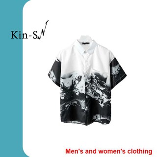 【KIN】 เสื้อเชิ้ต แต่งลาย แขนสั้น สำหรับผู้ชาย