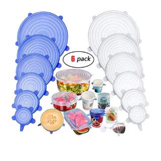 6 Pcs/set Silicone Fresh-keeping Cover Food Sealing Cover Zero Waste Kitchen Accessories Reusable Protective Film Container 保鲜盖