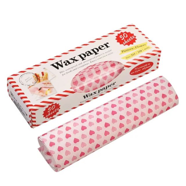กระดาษไขห่อขนม Wax paper สำหรับห่อขนม 25x21.5cm 50แผ่น