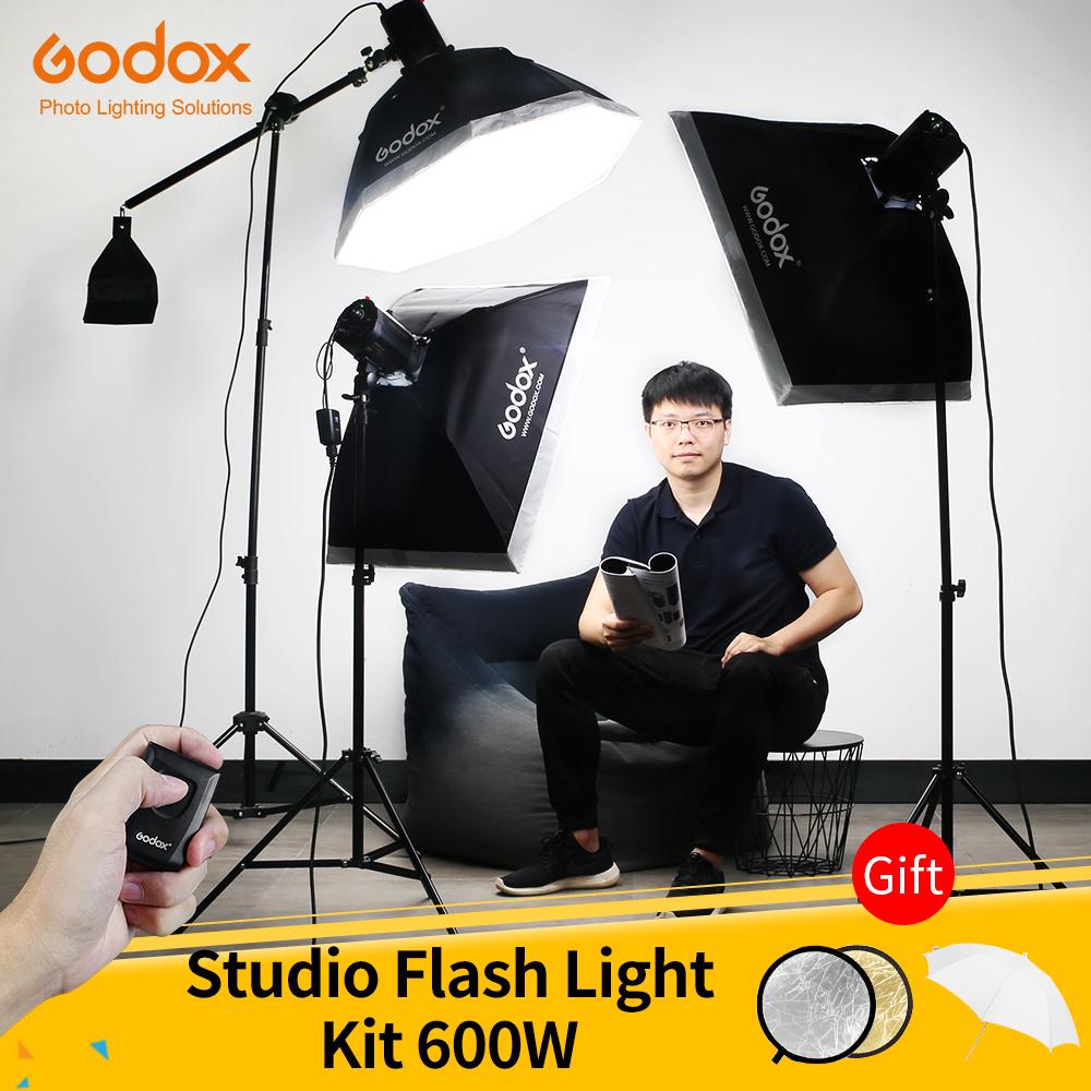 Godox 600Ws ชุดไฟสโตรบ 3 ชิ้น 200Ws สำหรับถ่ายรูป - สโตรบ, ขาตั้ง, ทริกเกอร์, ซอฟท์บ๊อกซ์