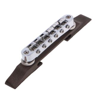 yoodada High Quality Adjustable Chrome  Rosewood Bridge Roller Saddles For Les Paul Jazz Guitar