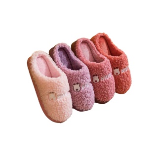 SHO-Slipper สลิปเปอร์ รองเท้าใส่ในบ้าน รองเท้าสีพื้น รองเท้าน่ารัก รองเท้าลูกฟูกขนนุ่น รองเท้าแตะผู้ชายและผู้หญิง