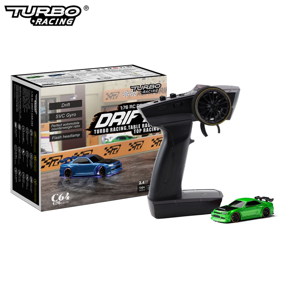 Turbo Racing 1:76 C64 2.4GHZ RC Drift Car With Gyro P21 SVC 4CH Remote Controller RTR Kit Full Propo
