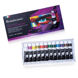 ชุด สีอะคริลิค Renaissance ชุดสีอะคริลิค 12 มล. 12 สี จำนวน 1 กล่อง