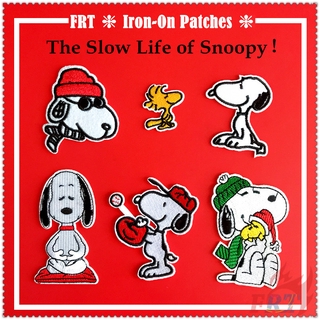 แผ่นแพทช์ปักลายการ์ตูน The Slow Life Of Snoopy Iron-On 1 ชิ้นสําหรับตกแต่งเสื้อผ้า Diy