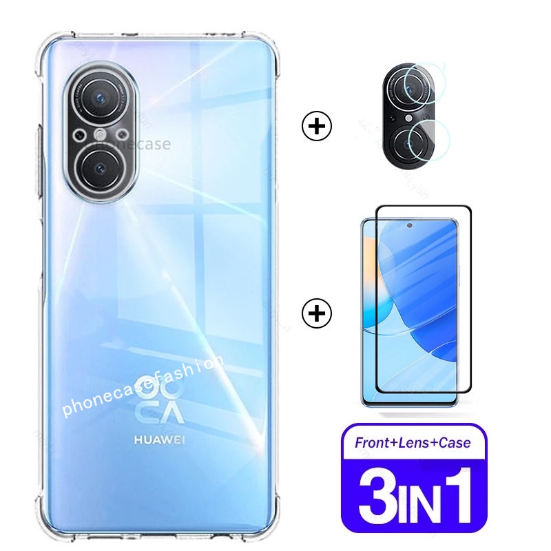 ปลอกใสสําหรับ Huawei Nova 9 10 12 Se 9SE Nova9 Pro กันกระแทกเคสโทรศัพท์ + ฟิล์มกระจกนิรภัย + ฟิล์มเล