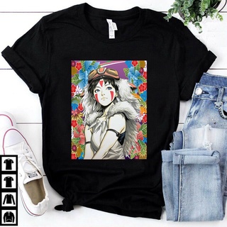 tshirtเสื้อยืดคอกลมฤดูร้อนเสื้อยืด คอกลม พิมพ์ลาย Princes Mononoke Hayao Miyazaki Studio Ghibli แฟชั่นสําหรับผู้หญิงSto4