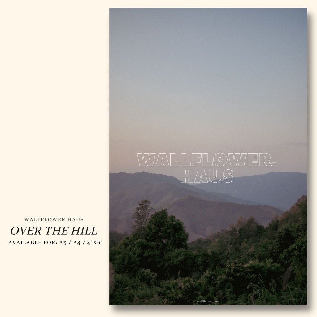 โปสเตอร์ โปสการ์ดแต่งห้อง A3/A4/4”x6” “NN07-Over the hill" ภูเขา ธรรมชาติ คุณภาพดี - wallflower.haus