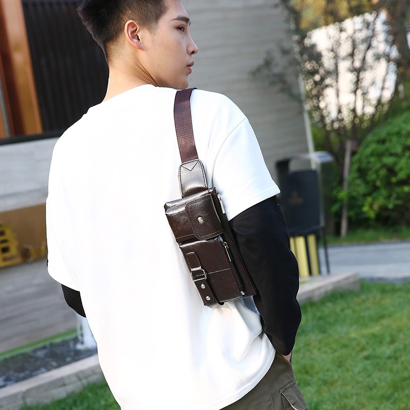 (W87) กระเป๋าคาดอกคาดเอว งานหนัง งานพรีเมี่ยม vgetbag