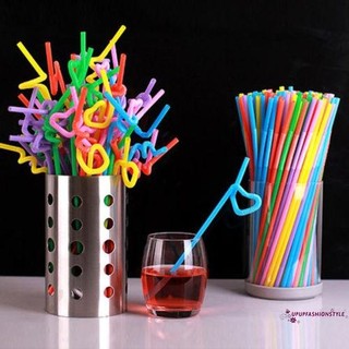 Universal Flexible Plastic Straw Classic Multiple Solid Color BPA-free Disposable Drinking Straw 100Pack