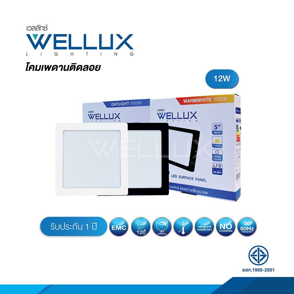 WELLUX โคมไฟดาวน์ไลท์อลูมิเนียมติดลอย 12W 18W 24W แสงขาว แสงวอร์ม LED Downlight surface Panel - รูปที่ 3