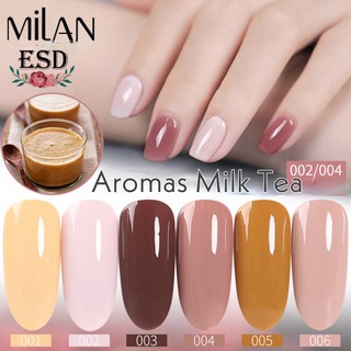 🔥.สีทาเล็บเจล Milan สีอะโรมัส มิลค์ ที Aromas Milk Tea  ขนาด 15 ml แห้งโดยการอบ UV เท่านั้น ส่งฟรี + เก็บปลายทาง