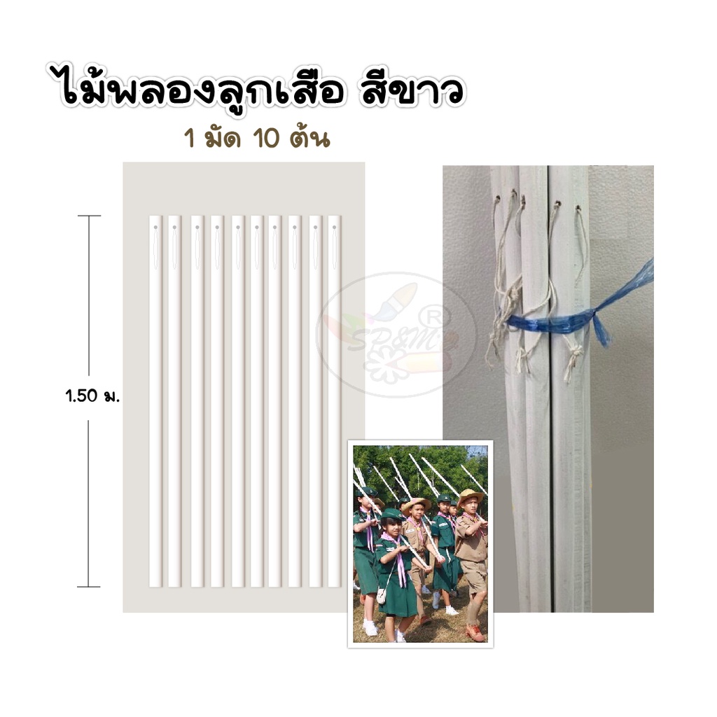 ไม้พลอง ลูกเสือ สีขาว (10ต้น/มัด)
