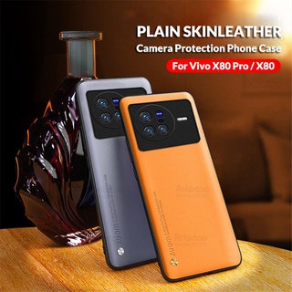 Plain Leather Matte Fundas For Vivo X80 Pro Case VivoX80 V2183A X80Pro V2185A 6.78" X 80 80X Camera Protect Bumper Phone Cover