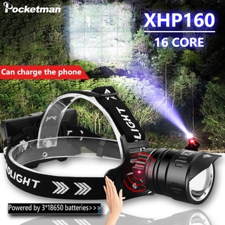 Xhp160 ไฟหน้า Led พร้อม Ir Sensor 7800 Mah ชาร์จ Usb 18650 Zoom สําหรับตกปลา