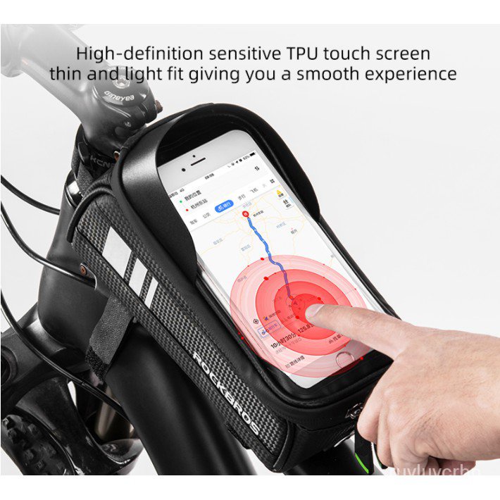 Rockbros Cycling Mtb Bicycle Bag Waterproof Touch Screen Top Tube Frame Saddle Bag Phone Case