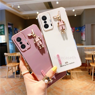 Xiaomi 11T Pro Mi 11 Lite 5G NE เคส Straight Edge Trendy Rabbit Phone Case เคสโทรศัพท Multicolor High Quality TPU Plating Phone Cover