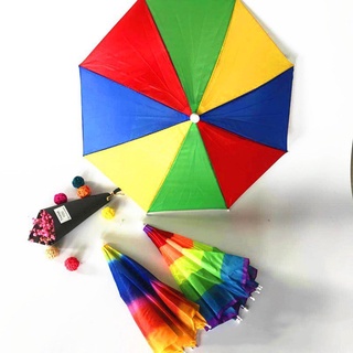หมวกร่มสีรุ้ง,กันเเดด,กันฝน,พับได้ยาว30cm