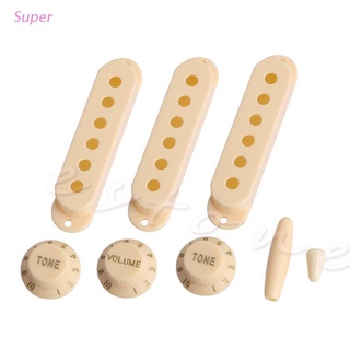 Super 8pcs SSS Pickup Cover Volume Tone Knob Switch Tip Set For Electric Guitar ST Cream