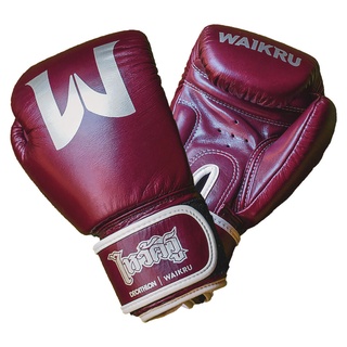 นวมชกมวยไทย นวมชกมวย นวม นวมต่อยมวย WAIKRU MUAY THAI GLOVES 500 Burgundy