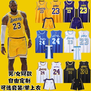 🏀 เสื้อบาสเกตบอลผู้ชาย 🏀 เสื้อบาส Lakers หมายเลข 23 James Jersey ปรับแต่งหมายเลข 24 ชุดบาสเก็ตบอลโกเบ