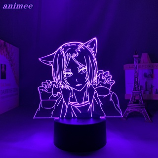 โคมไฟ Led รูปการ์ตูนอนิเมะ Haikyuu Kenma Kozume Cat 3d เปลี่ยนสีได้ สําหรับตกแต่งห้องนอนเด็ก