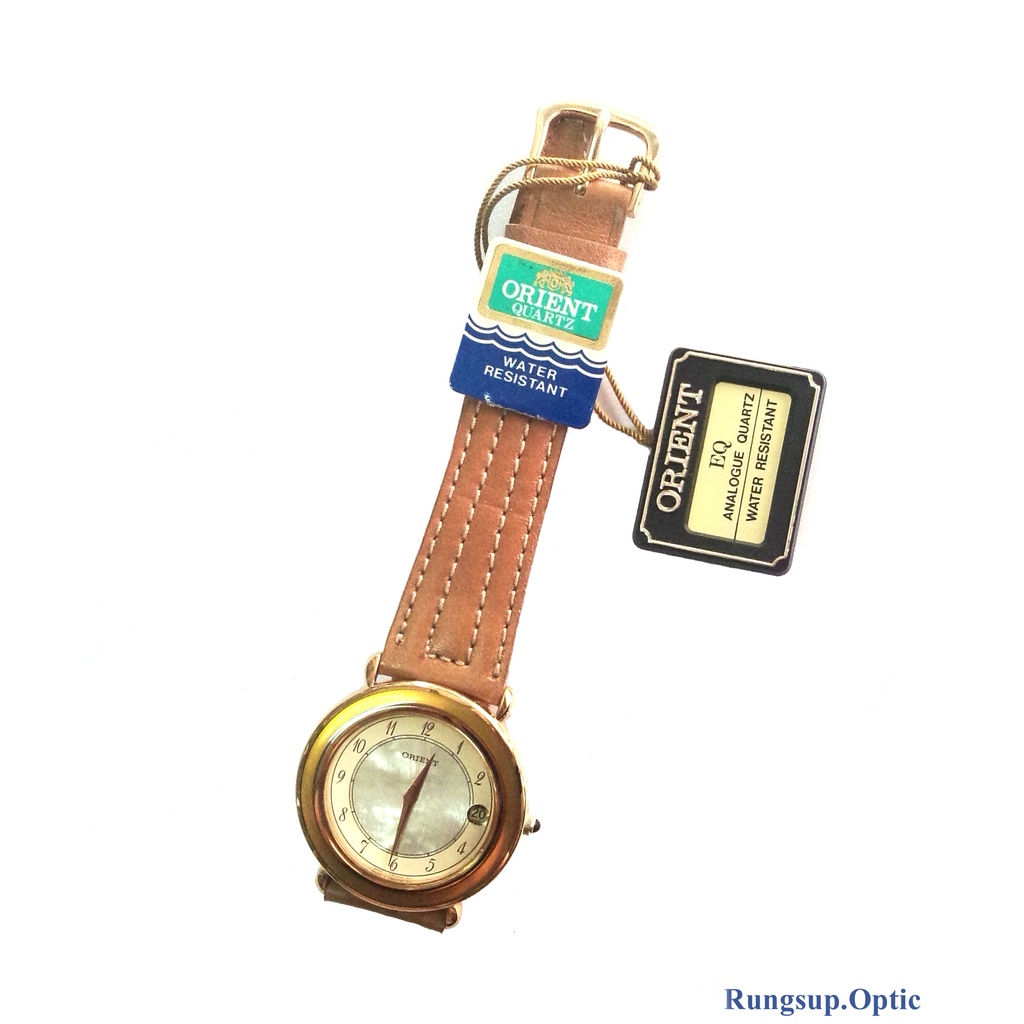นาฬิกาข้อมือ Orient ขอบทองสายหนังสีน้ำตาล ของแท้ made in japan