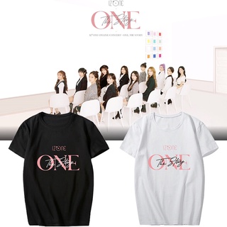 เสื้อยืดชาย เสื้อคู่วินเทจ เสื้อยืดลําลอง Unisex แขนสั้น ลาย Kpop IZONE ONE THE STORY เสื้อยืดคอกลม