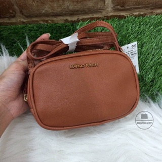 MANGO Saffiano-effect mini bag (outlet) สีน้ำตาล