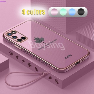 เคสโทรศัพท์มือถือ ชุบไฟฟ้า ขอบตรง ลายใบเมเปิ้ล สําหรับ OPPO Reno 3 4 Pro SE