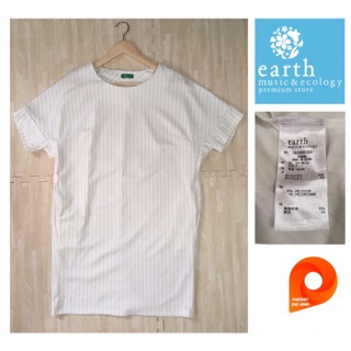 earth music&amp;ecology Dress สีขาวลายทาง อก 48”