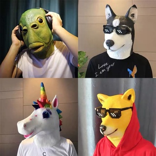 Hot sale！หน้ากาก หน้ากากvr Douyin เดียวกันสัตว์ husky dog ​​headgear bar หมวกตลกม้า donkey หัว orangutan ทรายประติมากรรม