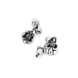 Chrome Hearts Sterling Silver 925 เครื่องประดับเงินแท้ ต่างหู Fleur Drop Earring Code:CED031