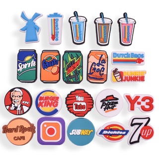 จี้หัวเข็มขัด ลายแบรนด์ Croc Jibbit Charm KFC Youtube Fanta Sprite Jibitz Coca Cola Crocks Pins เครื่องประดับ แฟชั่นสําหรับผู้หญิง