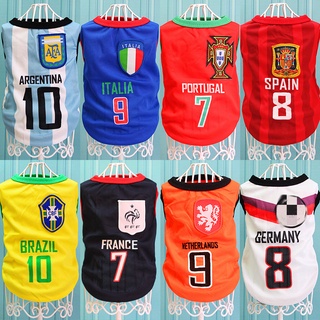 เสื้อกีฬาแขนสั้น ลายทีมฟุตบอล Dog World Cup Teddy Golden Retriever Samo Jersey แฟชั่นฤดูใบไม้ผลิ และฤดูร้อน สําหรับสุนัข แมว