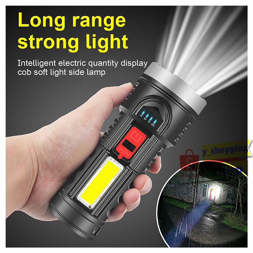 822ไฟฉายแรงสูง 4โหมด USB Rechargeable OSL+ COB