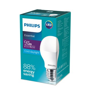 ฟิลิปส์ หลอดไฟขั้ว E27 LED Essential 9 วัตต์ แสงขาว Philips Bulb E27 LED Essential 9W White Light