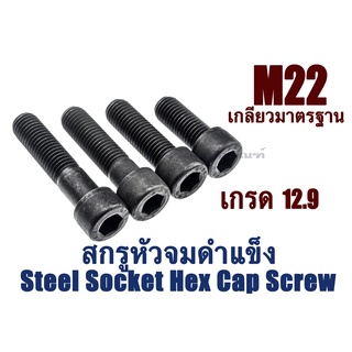 น็อตหัวจม M22 เกลียว 2.5 แพ็ค 1 ตัว หัวจมดำ เกรด 12.9 ประแจ L #17 ขัน สกรูหัวจมเกลียวมาตรฐาน Steel Socket Hex Cap Screw