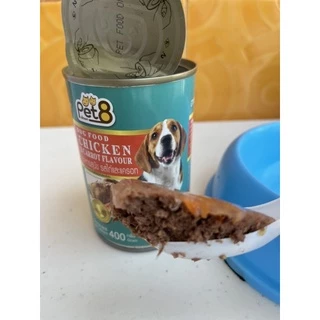 Pet8 อาหารกระป๋องสุนัข 10 รสชาติขายดี 400g 24 กระป๋องอร่อย ย่อยง่าย เบสเนื้อไก่ โปรตีนสูง พร้อมส่ง