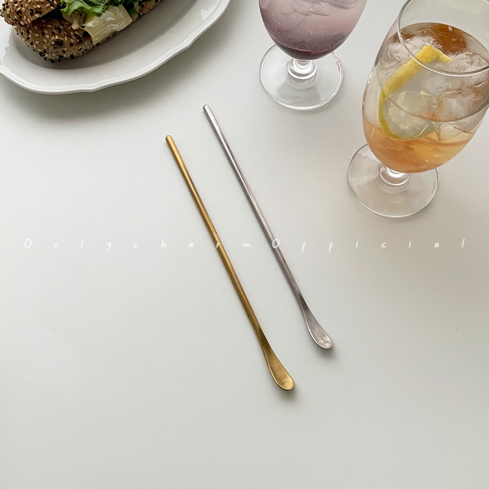 พร้อมส่ง ช้อนคนกาแฟ ช้อนสแตนเลสด้ามยาว สไตล์เกาหลี