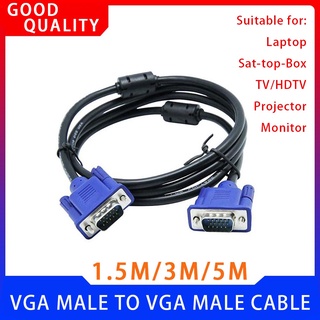 【จัดส่งรวดเร็ว】สายเคเบิลอะแดปเตอร์ Vga ตัวผู้ เป็นตัวผู้ 15Pin ยาว 1.5 ม. 3 ม. 5 ม. สําหรับคอมพิวเตอร์ โปรเจคเตอร์ มอนิเตอร์ พีซี ทีวี