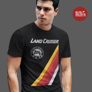 คอลูกเรือเสื้อยืดคอกลมเสื้อยืด พิมพ์ลาย Land Cruiser Jeep Clic Retro FJ 40 สีดํา สไตล์วินเทจผ้าฝ้ายแท้