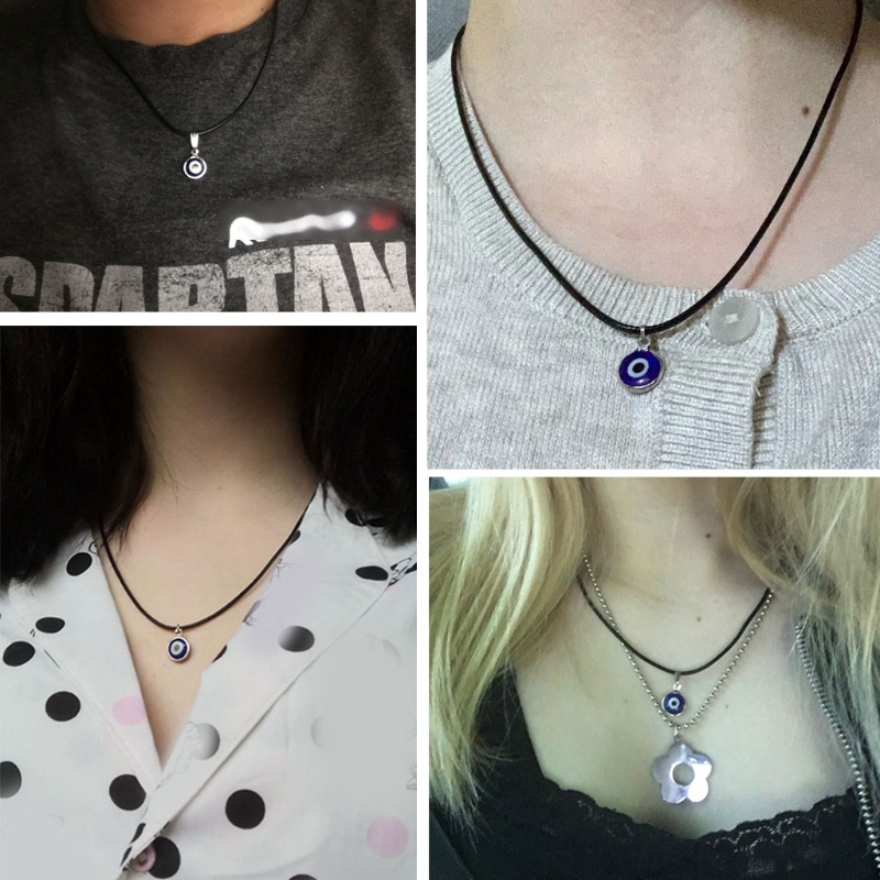 SPT * สําหรับ Evil Eye จี้สร้อยคอ Blue Eye Lady Lucky เครื่องประดับโลหะผสมหนังเชือกสร้อยคอสร้อยคอสํา
