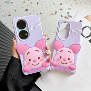 เคสโทรศัพท์มือถือ กันกระแทก ลายการ์ตูนดิสนีย์ หมูสีม่วง หรูหรา สําหรับ Huawei Nova 7i 5T 3i 7 7SE 8 Pro Y9s Y9 Y9Prime 2019 P50 P40 P30 Pro Mate 40 30 Pro honor 50 Y7a Y9a